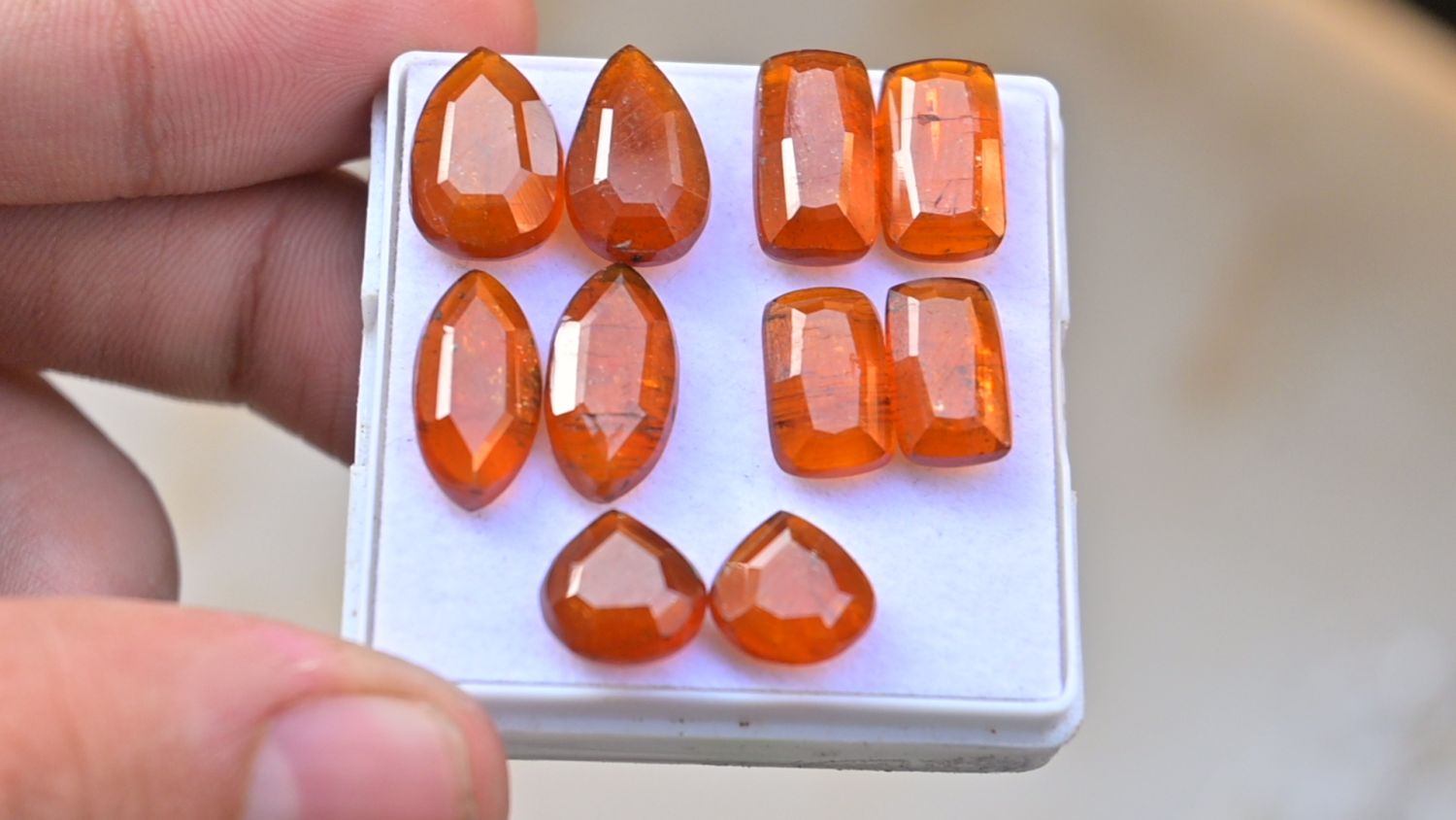 Natural Orange Kyanite Gemstone Step Cut Mix Shape Cabochon Loose Gemstone For Jewelry Making Wholesalegems 9-15 MM Size 5 Pair SM25469