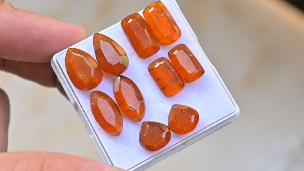 Natural Orange Kyanite Gemstone Step Cut Mix Shape Cabochon Loose Gemstone For Jewelry Making Wholesalegems 9-15 MM Size 5 Pair SM25469
