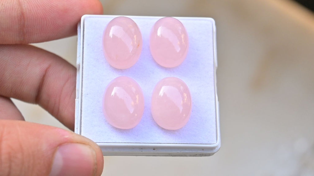 Natural Rose Quartz Gemstone Smooth Oval Cabochon High Quality Loose Gemstone For Jewelry Making Wholesalegems 16x12 MM Size 4 Pcs SM25471