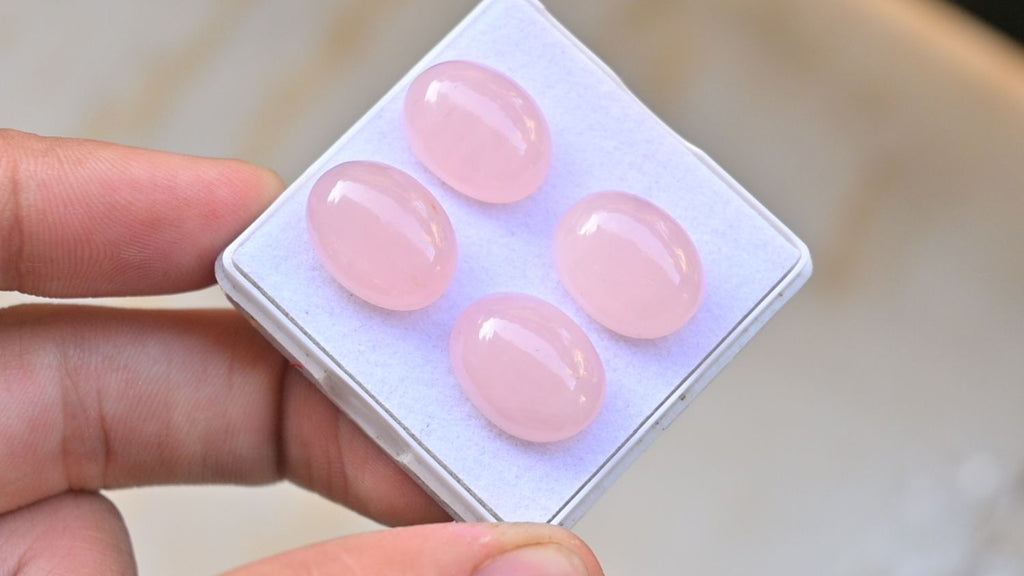 Natural Rose Quartz Gemstone Smooth Oval Cabochon High Quality Loose Gemstone For Jewelry Making Wholesalegems 16x12 MM Size 4 Pcs SM25471