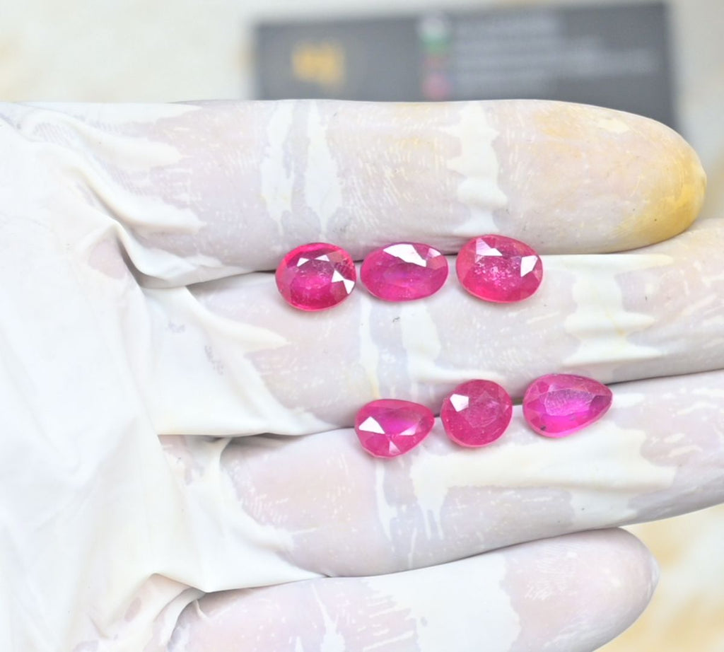 Natural Thailand Pink Sapphire Gemstone Faceted Cut Mix Shape Loose Gemstone For Jewelry Making Wholesalegems 9-11 MM Size 6 Pcs SM25473