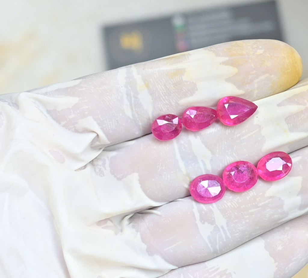 Natural Thailand Pink Sapphire Gemstone Faceted Cut Mix Loose Gemstone For Jewelry Making Wholesalegems 9-12 MM Size 6 Pcs SM25475