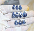 Natural Blue Sapphire Gemstone Rose Cut Pear Shape Cabochon Loose Gestone For Jewelry Making Wholesalegems 12-15 MM Size 10 Pcs SM25476