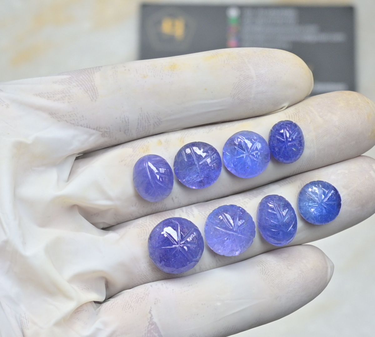 Natural Tanzanite Gemstone Hand Carved Mix Shape Cabochon Loose Gemstone For Jewelry Making Wholesalegems 11-14 MM Size 8 Pcs SM25481