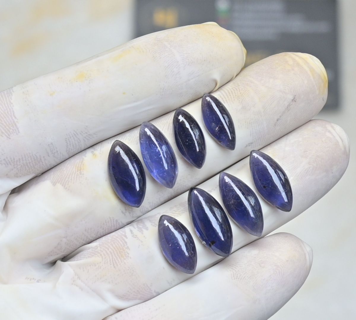Natural Iolite Gemstone Smooth Marquise Shape Cabochon Loose Gemstone For Jewelry Making Wholesalegems 14-18 MM Size 8 Pcs SM25482