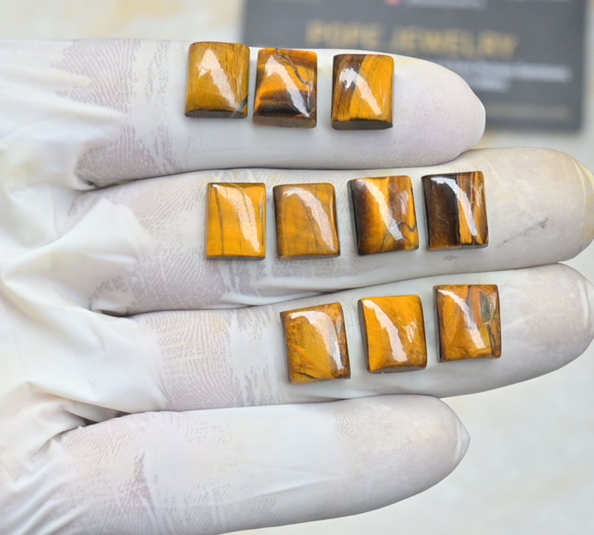 Natural Tiger Eye Gemstone Smooth Rectangle Shape Cabochon Loose Gemstone For Jewelry Making Wholesalegems 11x9 MM Size 10 Pcs SM25484