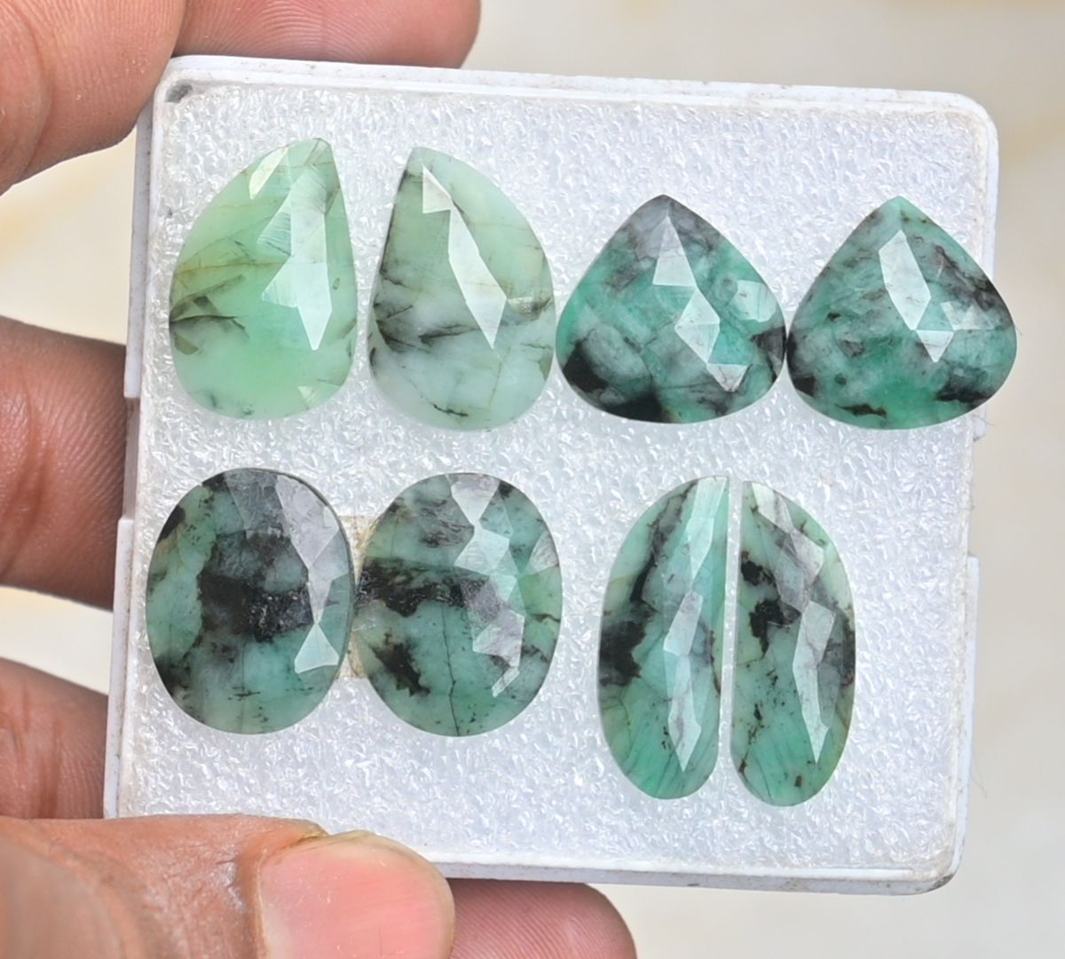 Natural Emerald Gemstone Rose Cut Mix Cabochon High Quality Loose Gemstone For Jewelry Making Wholesalegems 17-24 MM Size 4 Pair SM25487