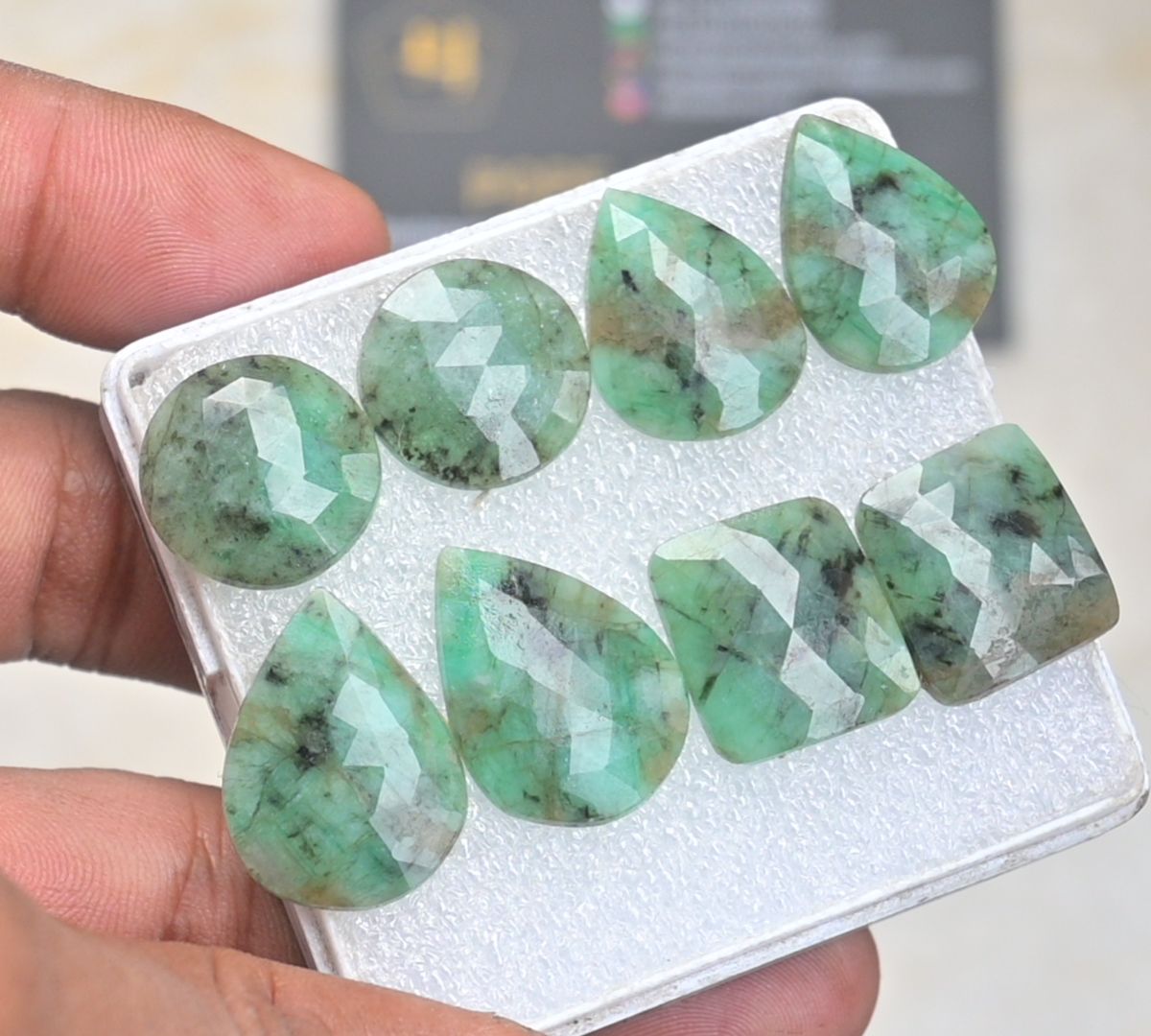 Natural Emerald Gemstone Rose Cut Mix Cabochon High Quality Loose Gemstone For Jewelry Making Wholesalegems 17-23 MM Size 4 Pair SM25488
