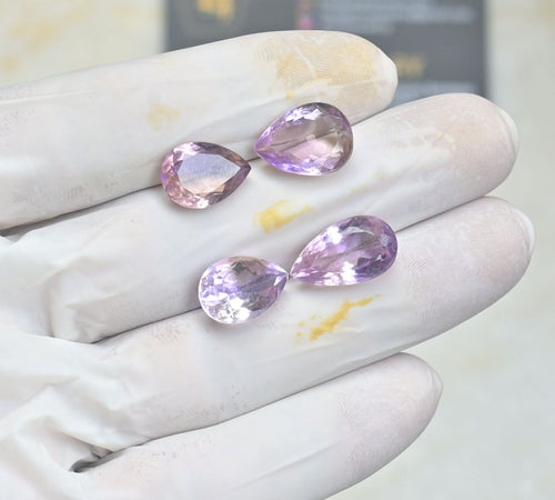 Natural Ametrine Gemstone Faceted Cut Pear Shape High Quality Loose Gemstone For Jewelry Making Wholesalegems 14-17 MM Size 4 Pcs SM25491
