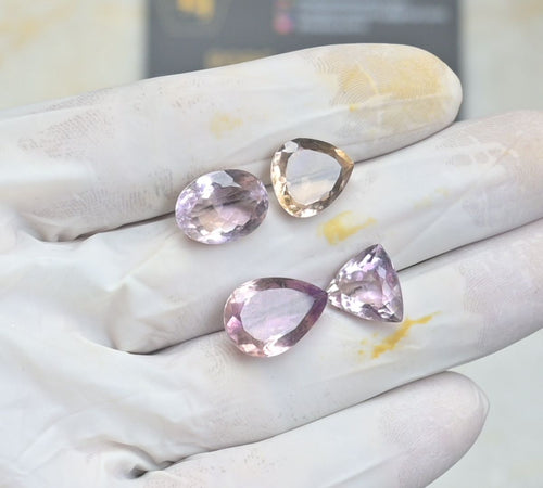 Natural Ametrine Gemstone Faceted Cut Mix Shape High Quality Loose Gemstone For Jewelry Making Wholesalegems 12-17 MM Size 4 Pcs SM25492