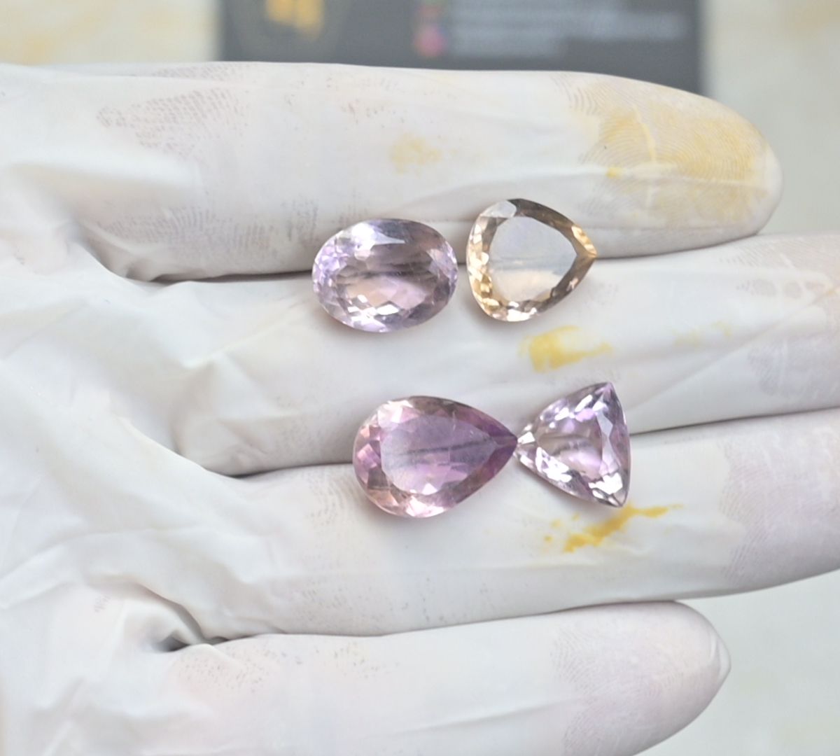 Natural Ametrine Gemstone Faceted Cut Mix Shape High Quality Loose Gemstone For Jewelry Making Wholesalegems 12-17 MM Size 4 Pcs SM25492
