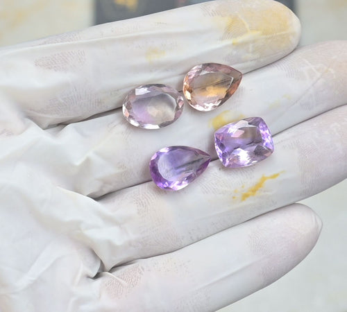 Natural Ametrine Gemstone Faceted Cut Mix Shape High Quality Loose Gemstone For Jewelry Making Wholesalegems 14-16 MM Size 4 Pcs SM25493