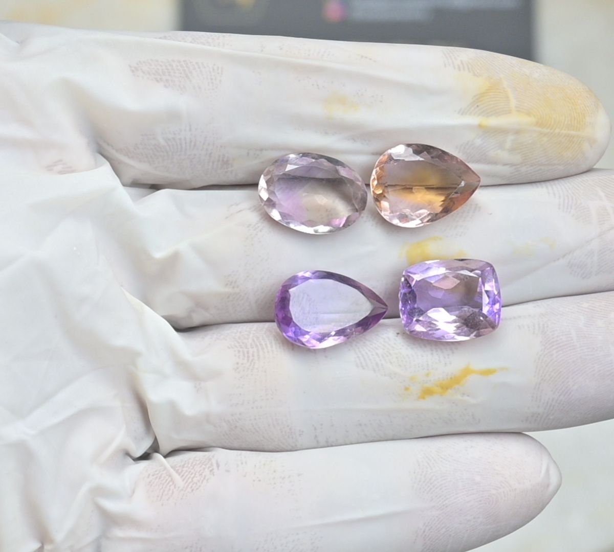 Natural Ametrine Gemstone Faceted Cut Mix Shape High Quality Loose Gemstone For Jewelry Making Wholesalegems 14-16 MM Size 4 Pcs SM25493