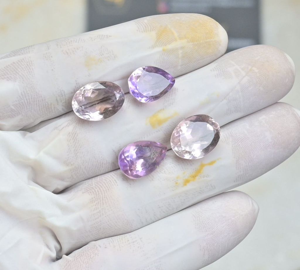 Natural Ametrine Gemstone Faceted Cut Mix Shape High Quality Loose Gemstone For Jewelry Making Wholesalegems 13-15 MM Size 4 Pcs SM25494