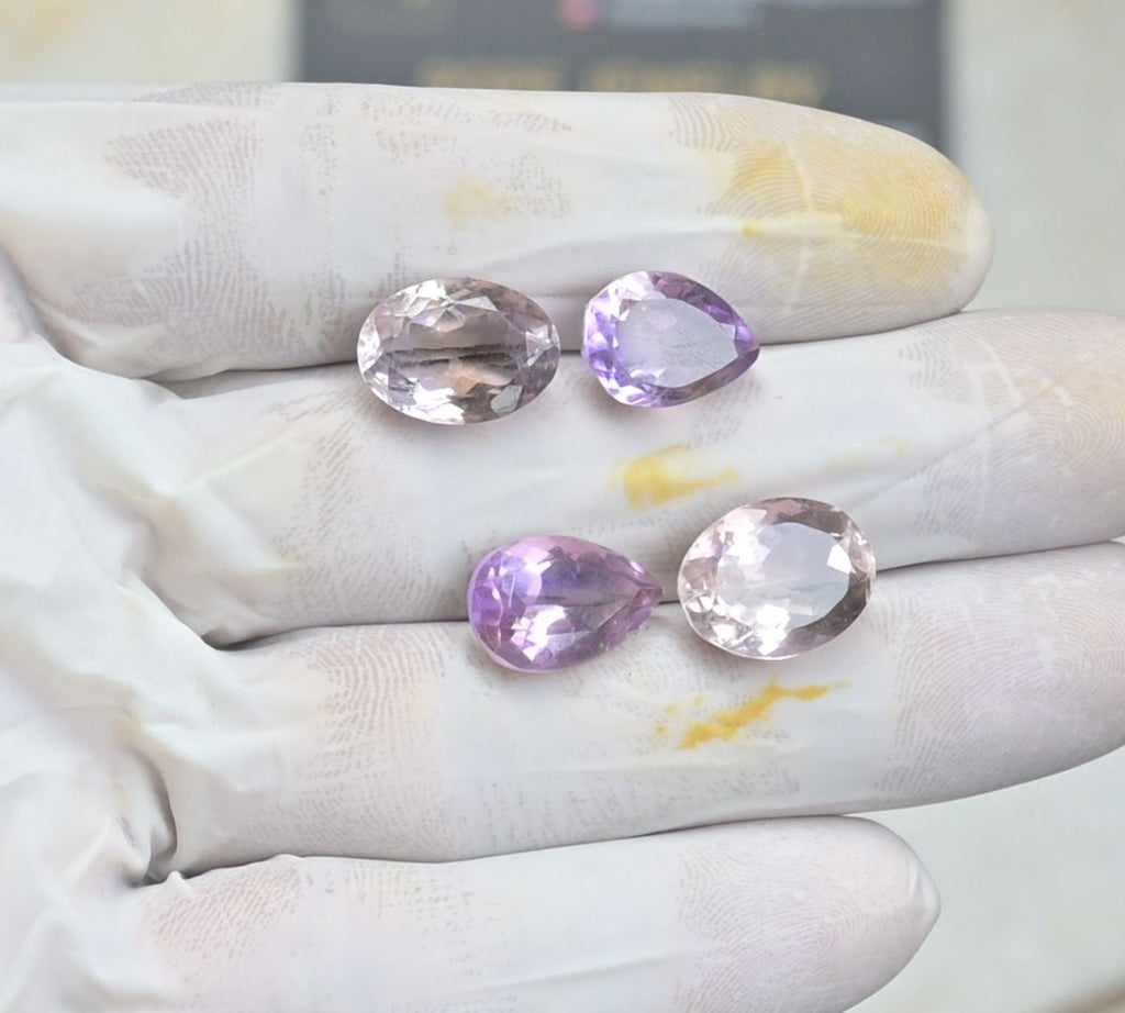 Natural Ametrine Gemstone Faceted Cut Mix Shape High Quality Loose Gemstone For Jewelry Making Wholesalegems 13-15 MM Size 4 Pcs SM25494