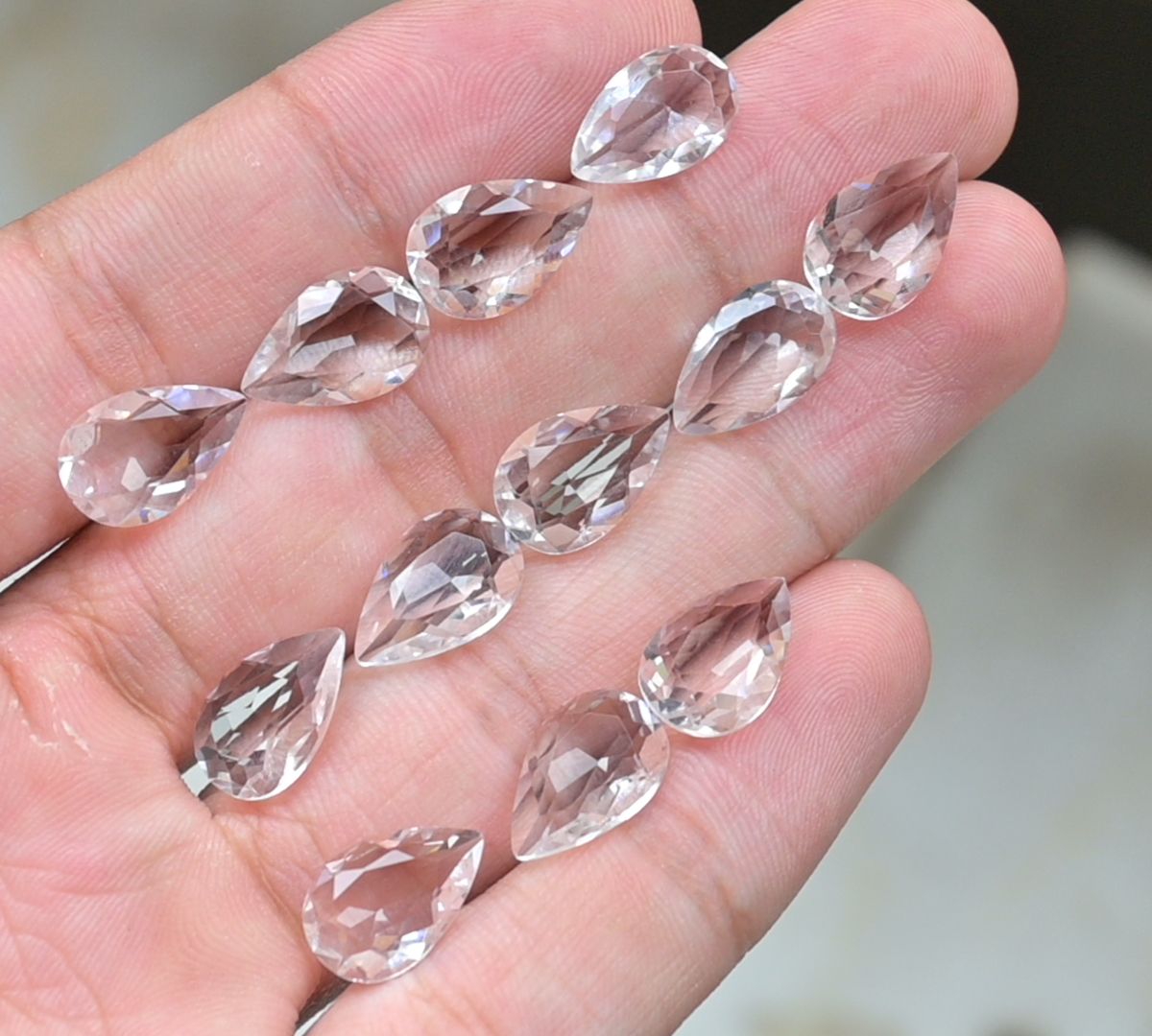 Natural Crystal Gemstone Faceted Cut Pear Shape High Quality Loose Gemstone For Jewelry Making Wholesalegems 13x8 MM Size 14 Pcs SM25495