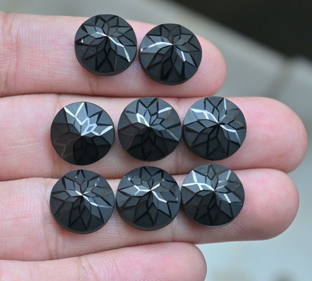 Natural Black Spinel Gemstone Precious Cut Round High Quality Loose Gemstone For Jewelry Making Wholesalegems 12 MM Size 8 Pcs SM25496