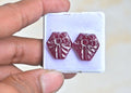 Natural Ruby Gemstone Hand Carved Fancy Shape Cabochon High Quality Loose Gemstones For Jewelry Making 18x16 MM Size1 Pair V3801