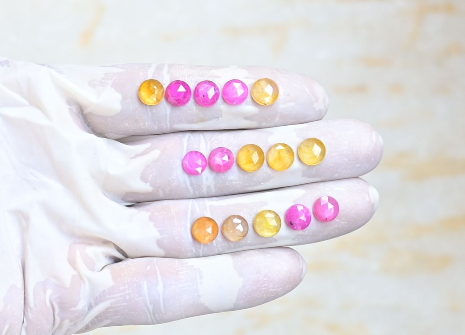 Natural Multi Sapphire Gemstone Rose Cut Round Shape Cabochon High Quality Loose Gemstones For Jewelry Making 7-8 MM Size 15 Pcs V3808