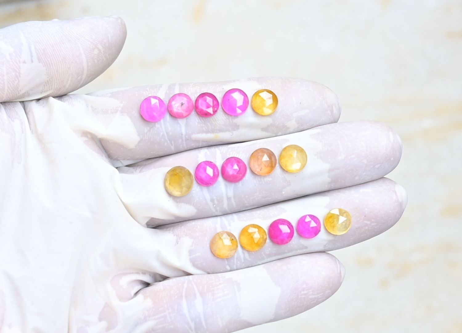 Natural Thailand Multi Sapphire Gemstone Rose Cut Round Shape Cabochon High Quality Loose Gemstones For Jewelry Making 7-8 MM Size 15 Pcs V3809