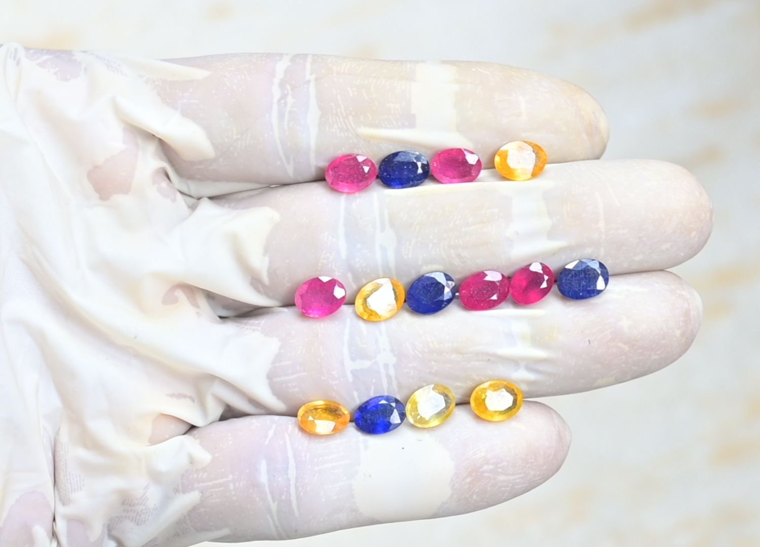 Natural Thailand Multi Sapphire Gemstone Faceted Cut Oval Shape High Quality Loose Gemstones For Jewelry Making 8x6 MM Size 14 Pcs V3934