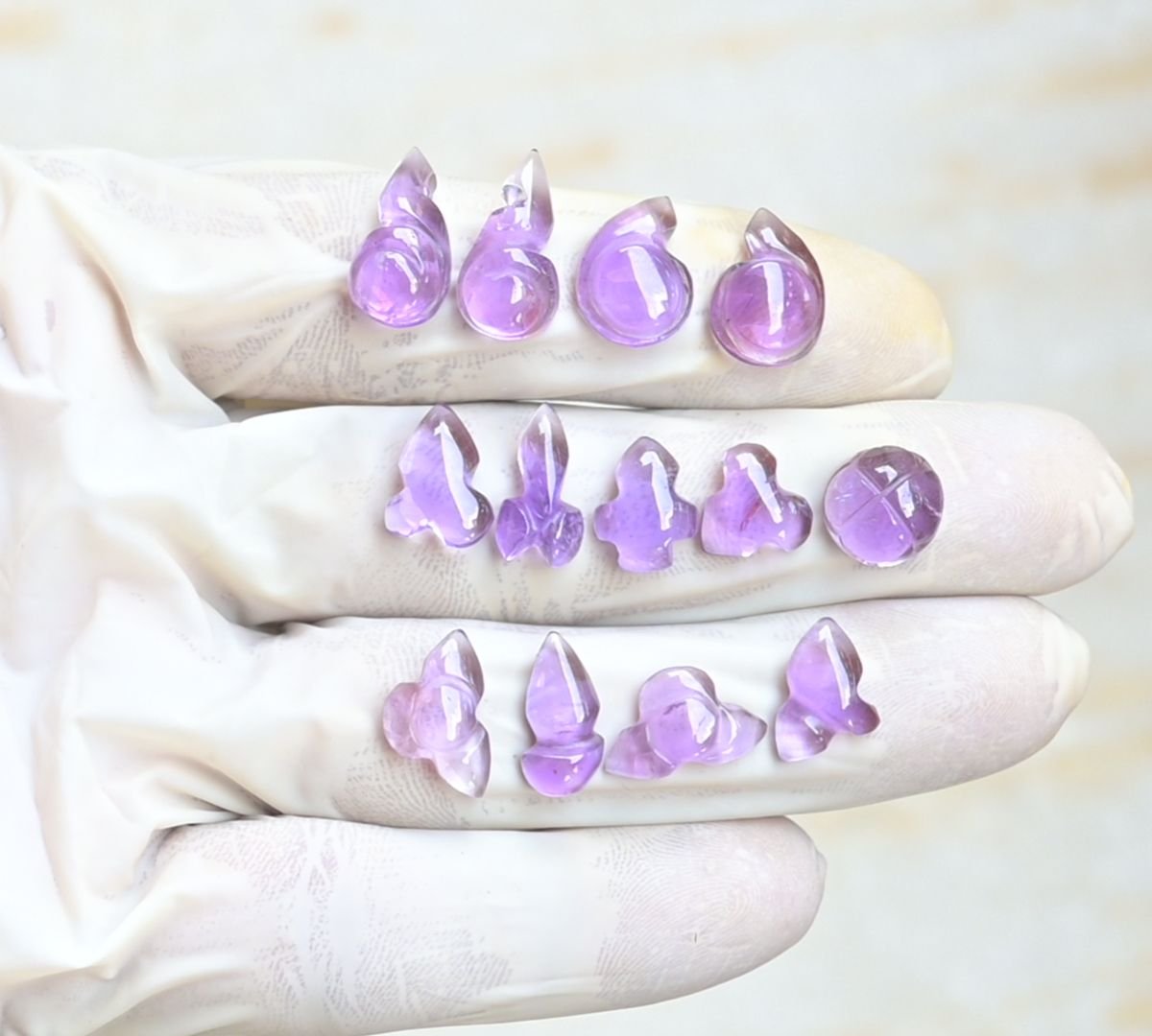 Natural Amethyst Gemstone Smooth Fancy Shape Cabochon High Quality Loose Gemstones For Jewelry Making 10-17 MM Size 13 Pcs V3942