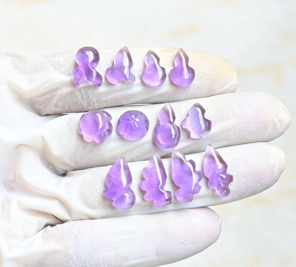 Natural Amethyst Gemstone Smooth Fancy Shape Cabochon High Quality Loose Gemstones For Jewelry Making 10-17 MM Size 12 Pcs V3943