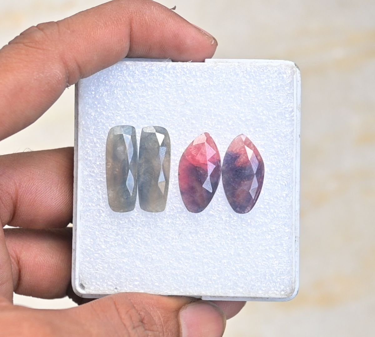 Natural Sapphire Gemstone Rose Cut Fancy Shape Cabochon High Quality Loose Gemstones For Jewelry Making 21-22 MM Size 2 Pair V3949