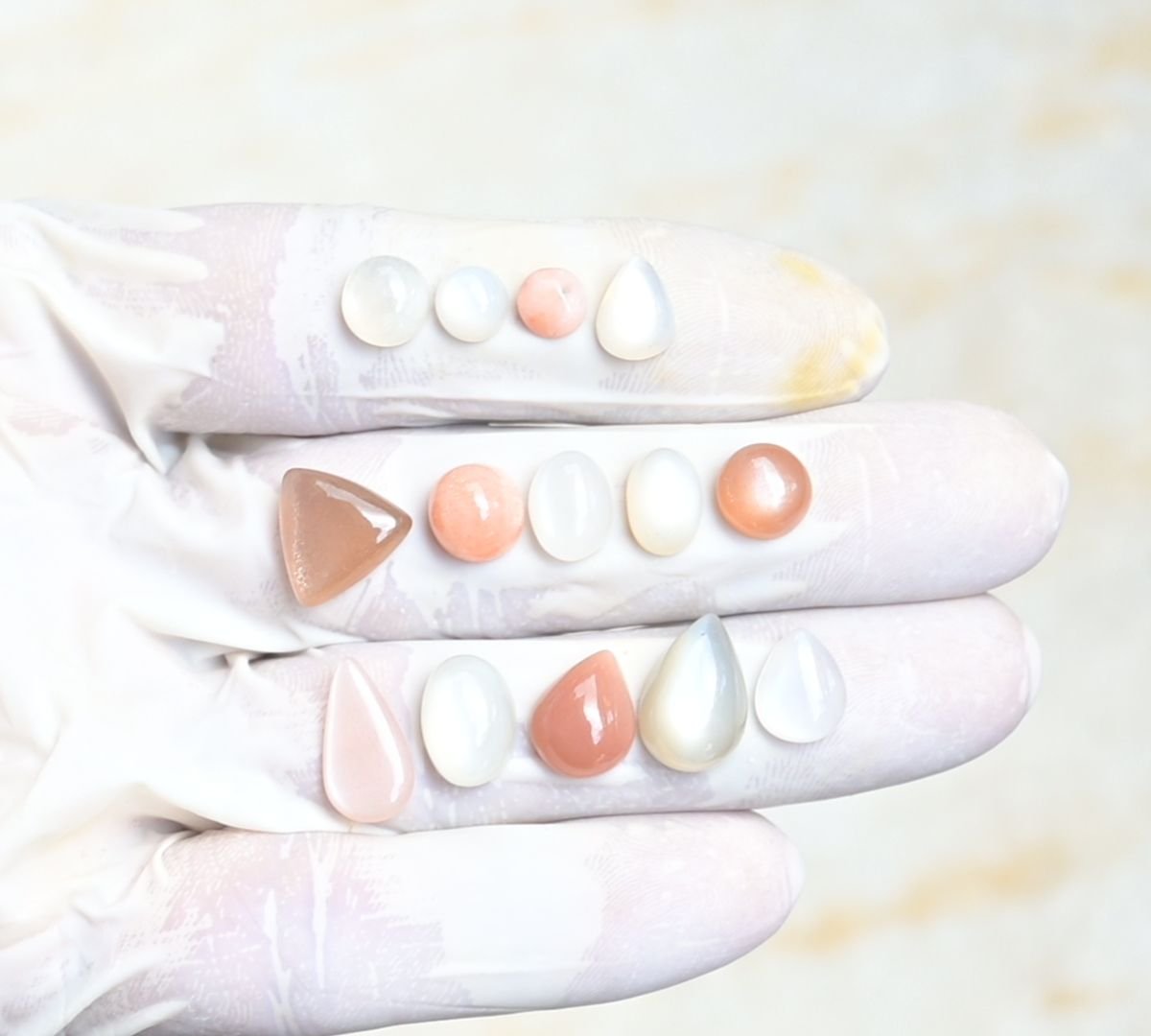 Natural Moonstone Gemstone Smooth Mix Shape Cabochon High Quality Loose Gemstones For Jewelry Making 6-14 MM Size 15 Pcs V3962