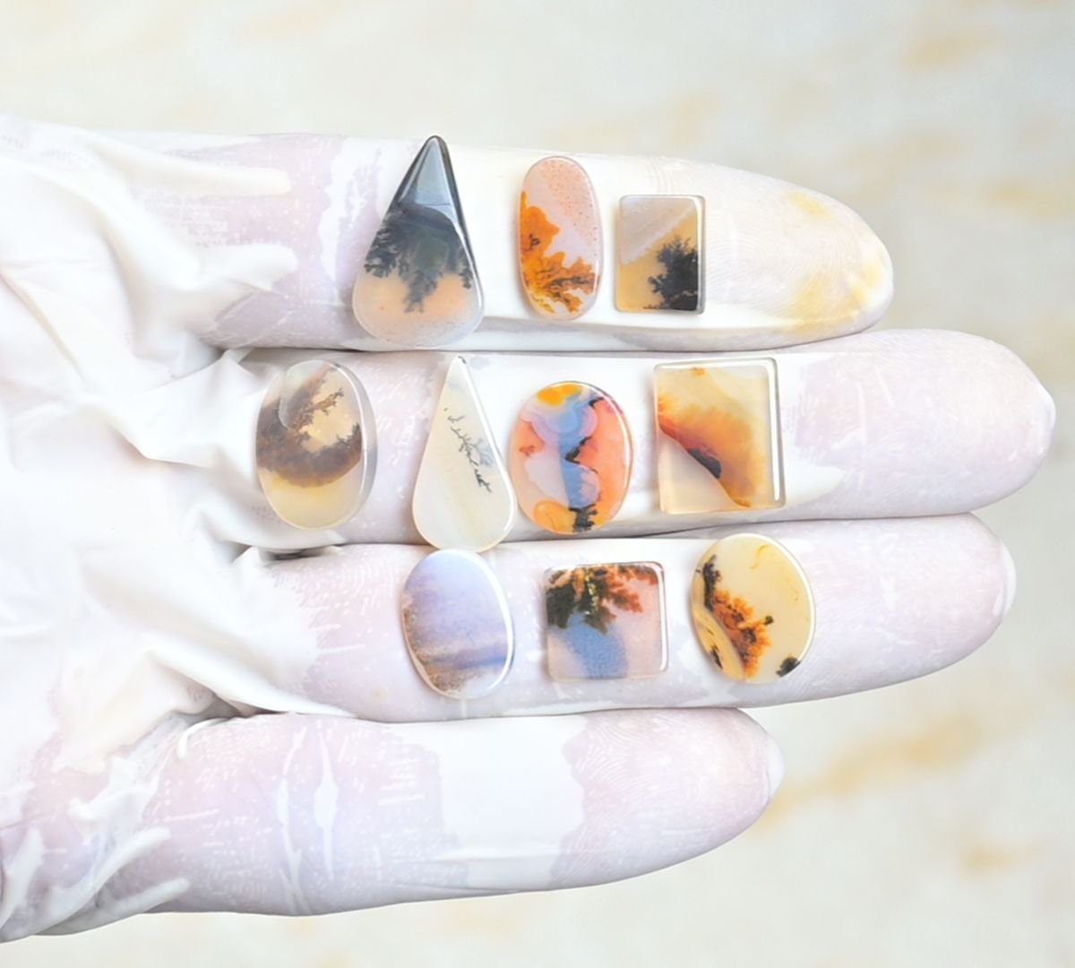 Natural Dendrite Quartz Gemstone Smooth Mix Shape Cabochon High Quality Loose Gemstones For Jewelry Making 11-20 MM Size 10 Pc V3963