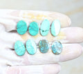 Natural Tibetan Turquoise Gemstone Smooth Oval Shape Cabochon High Quality Loose Gemstones For Jewelry Making 14-17 MM Size 4 Pair V3981