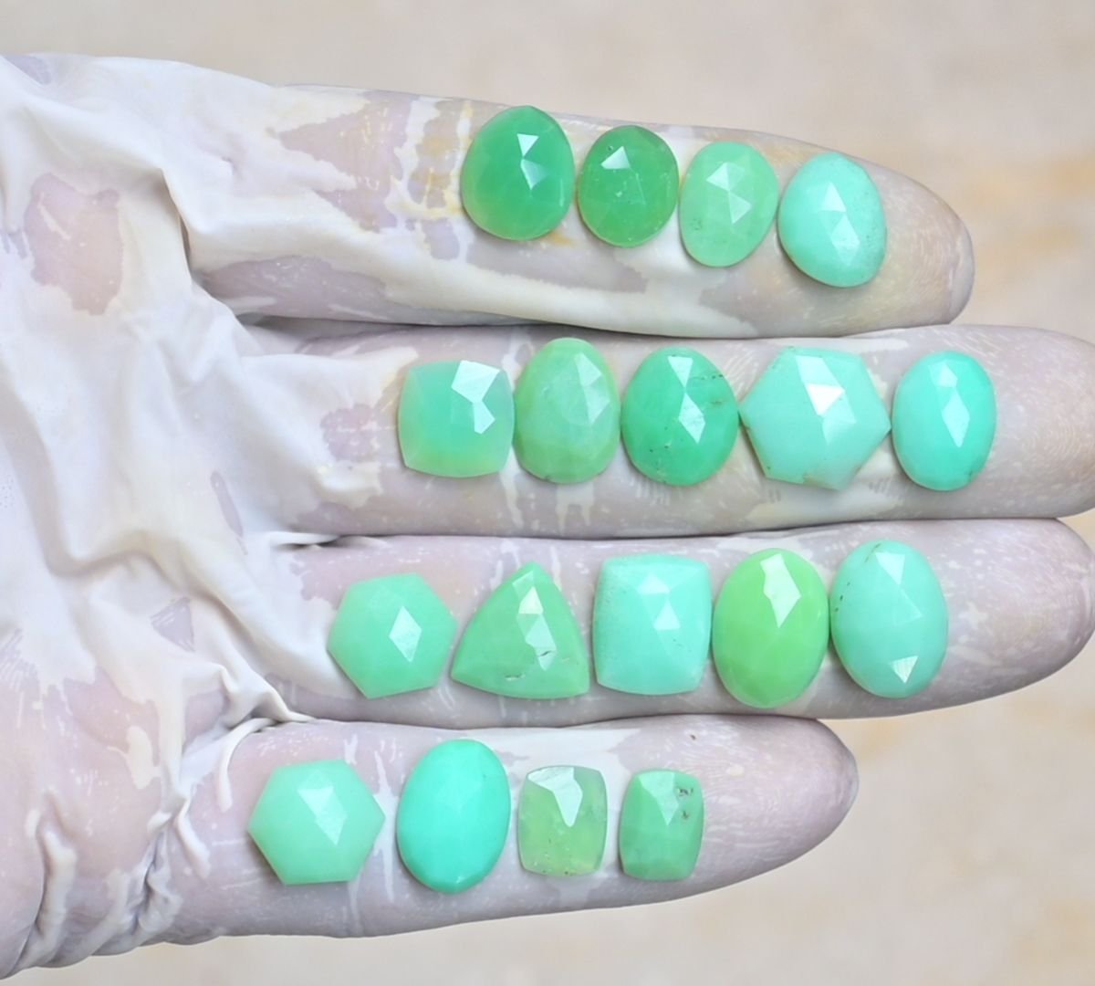 Natural Chrysoprase Gemstone Rose Cut Mix Shape Cabochon Beautiful Amazing & High Quality Loose Gemstones For Jewelry Making 10-14 MM Size 18 Pcs V3995