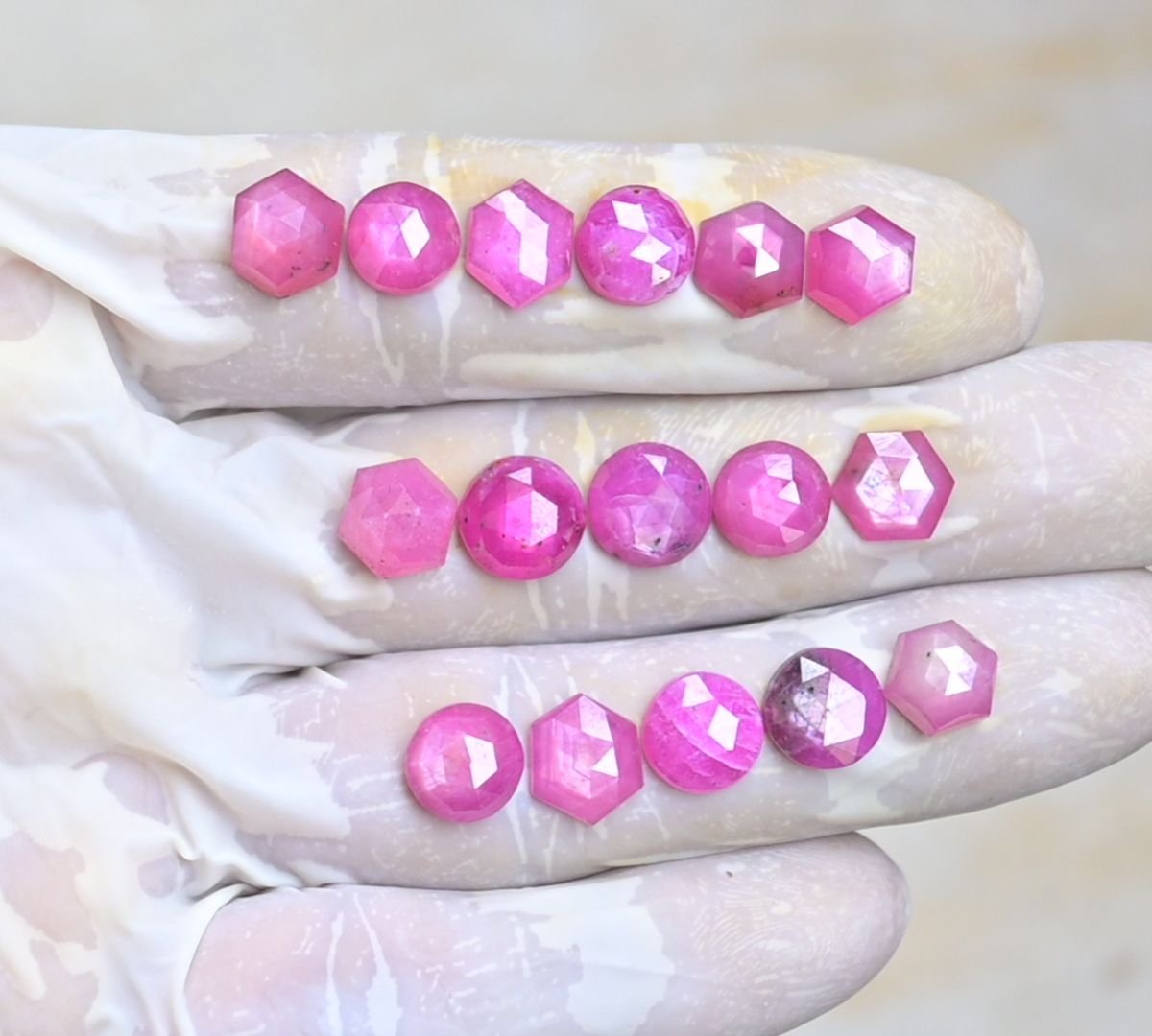 Natural Silky Sapphire Gemstone Rose Cut Mix Shape Cabochon High Quality Loose Gemstones For Jewelry Making 9-10 MM Size 16 Pcs V3999