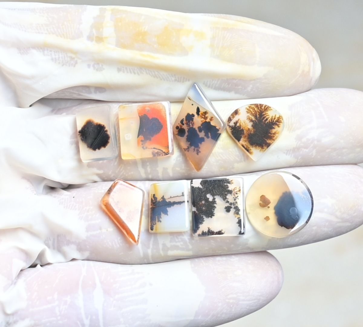 Natural Scenic Agate Gemstone Smooth Mix Shape Cabochon High Quality Loose Gemstones For Jewelry Making 11-20 MM Size 8 Pcs V4003