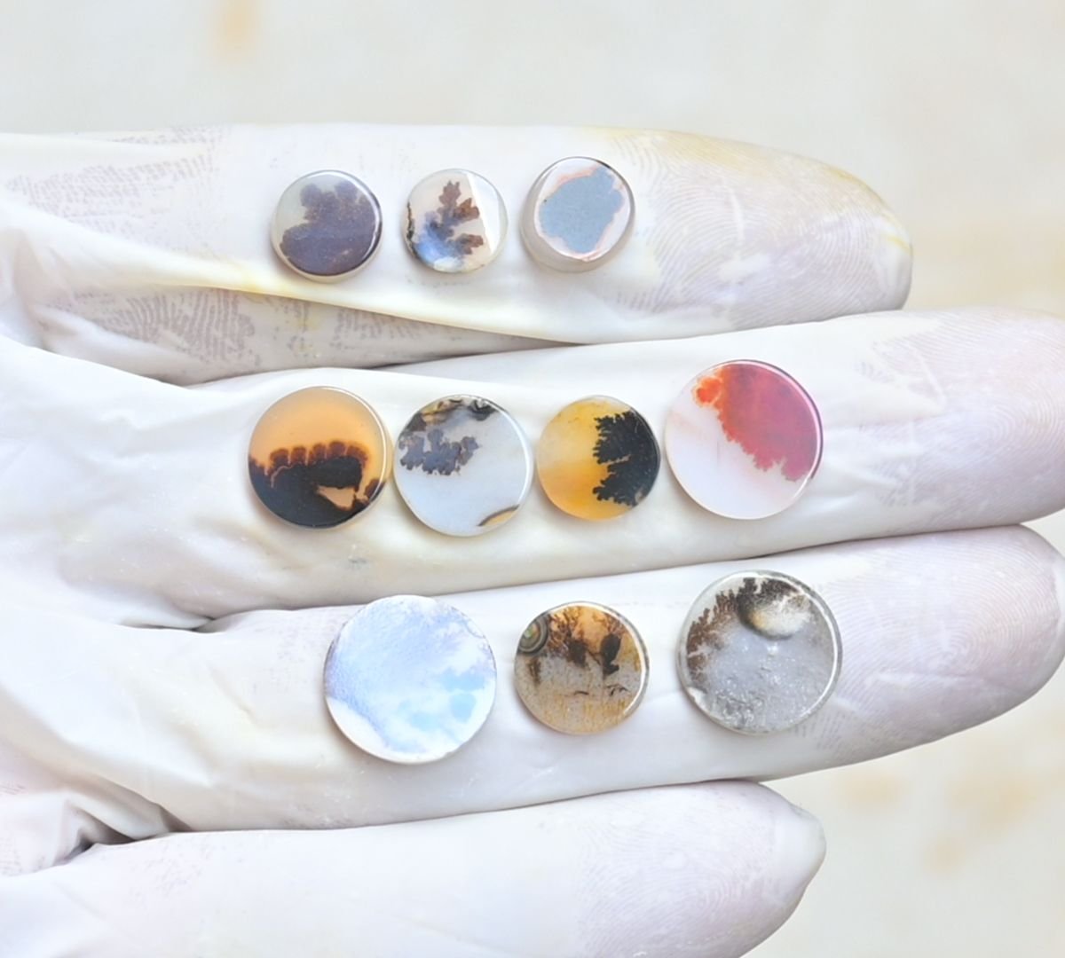 Natural Scenic Agate Gemstone Smooth Round Shape Cabochon High Quality Loose Gemstones For Jewelry Making 8-13 MM Size 10 Pcs V4005