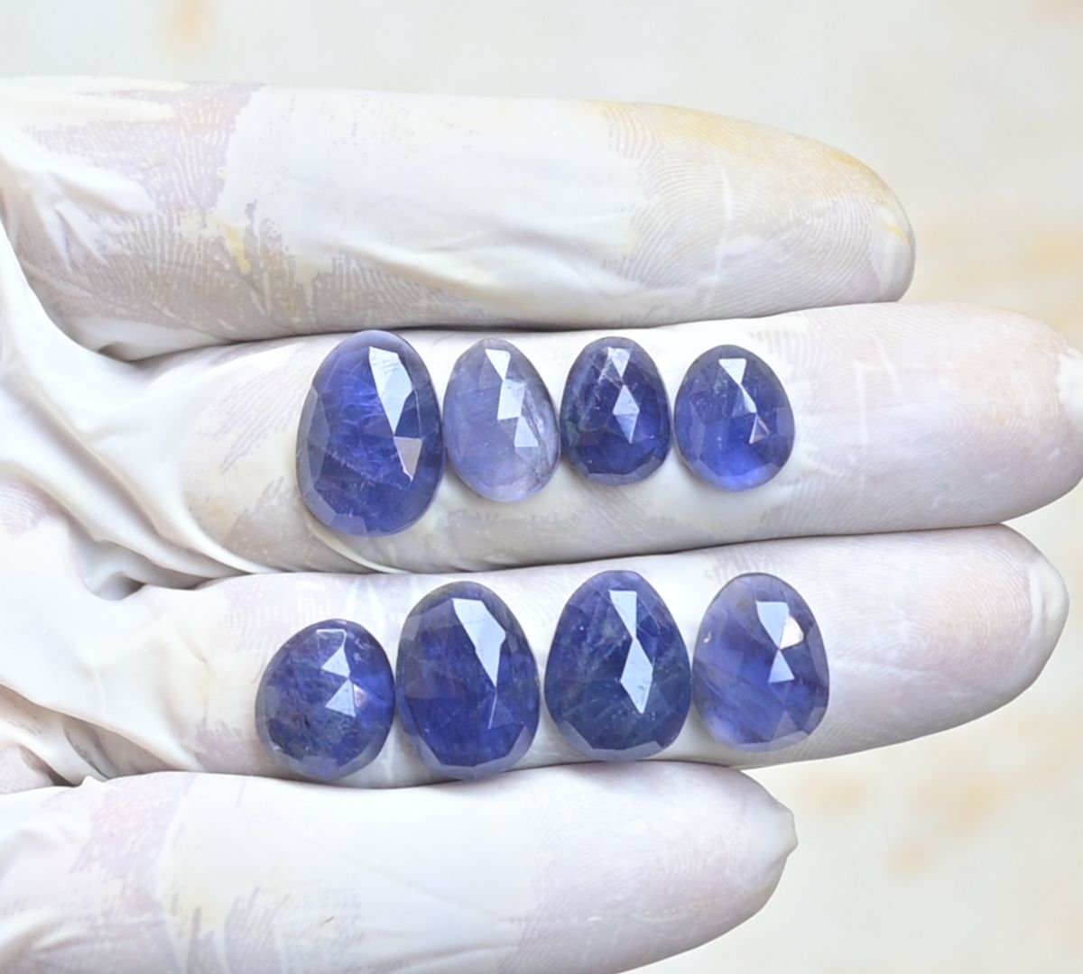 Natural Iolite Gemstone Rose Cut Fancy Shape Cabochon High Quality Loose Gemstones For Jewelry Making 11-16 MM Size 8 Pcs V4010