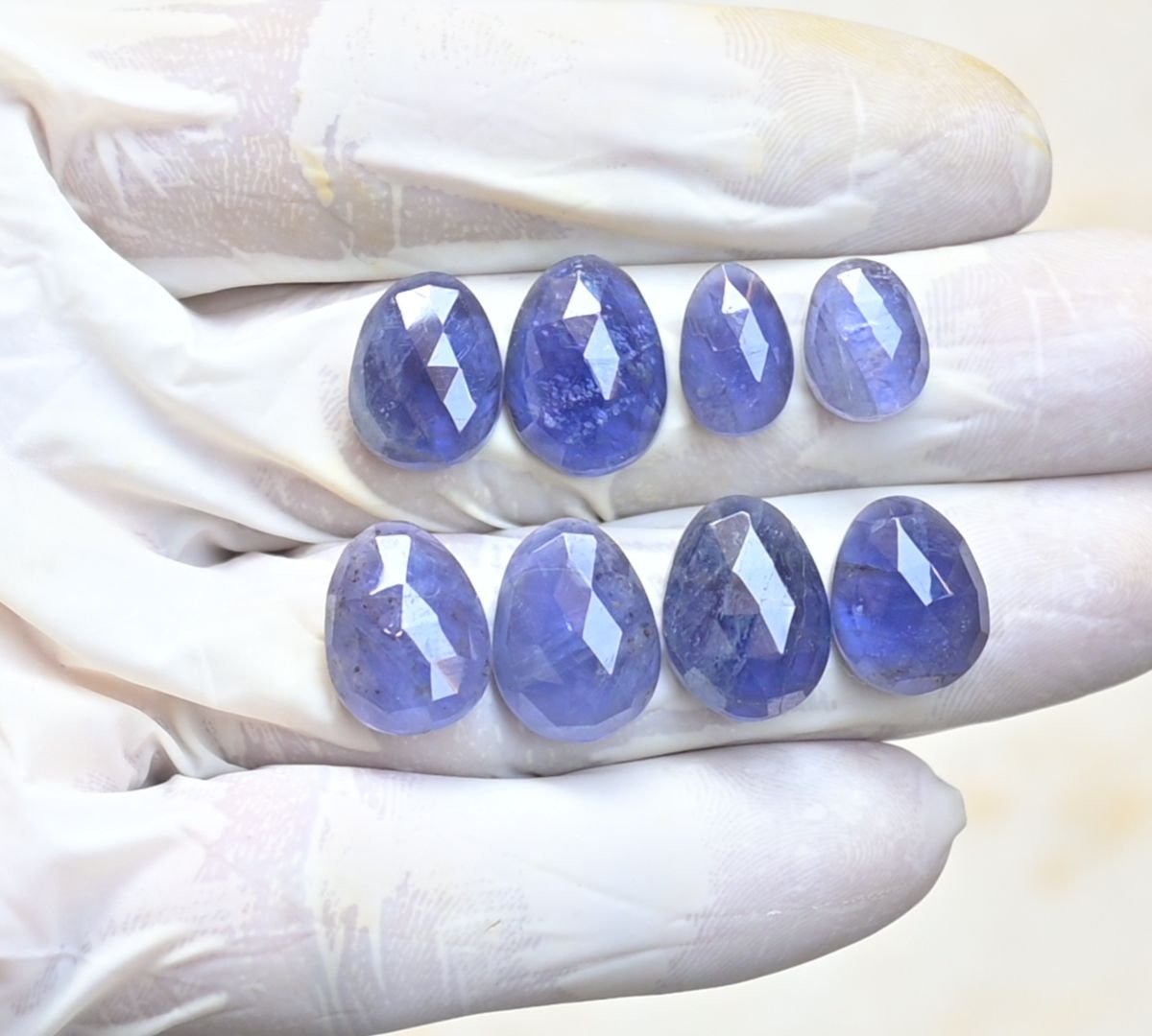 Natural Iolite Gemstone Rose Cut Fancy Shape Cabochon High Quality Loose Gemstones For Jewelry Making 11-16 MM Size 8 Pcs V4011
