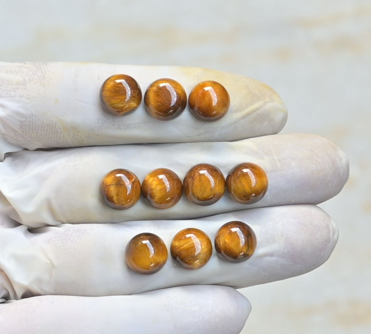 Natural Tiger Eye Gemstone Smooth Round Shape Cabochon Shape High Quality Loose Gemstones For Jewelry Making 10 MM Size 10 Pcs V4014
