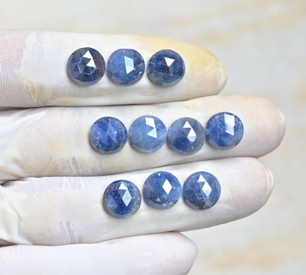 Natural Blue Sapphire Gemstone Rose Cut Round Shape Cabochon Shape High Quality Loose Gemstones For Jewelry Making 10 MM Size 10 Pcs V4018
