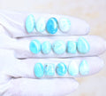 Natural Larimar Gemstone Smooth Mix Shape Cabochon High Quality Loose Gemstones For Jewelry Making 10-16 MM Size 14 Pcs V4020