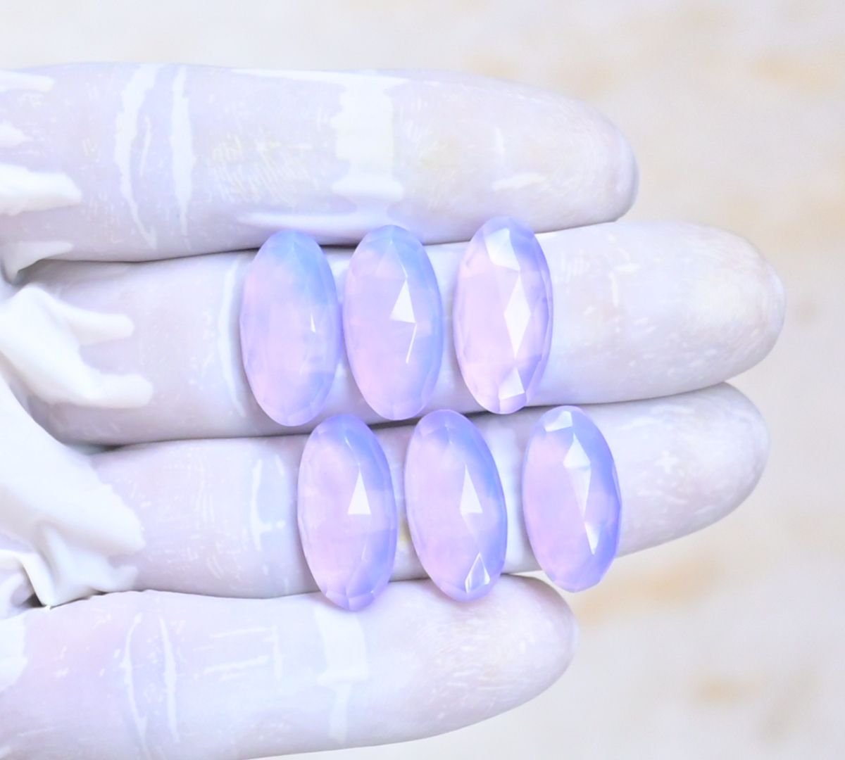 Natural Lavender Quartz Gemstone Rose Cut Oval Shape Cabochon High Quality Loose Gemstones For Jewelry Making 20x10 MM Size 6 Pcs V4025