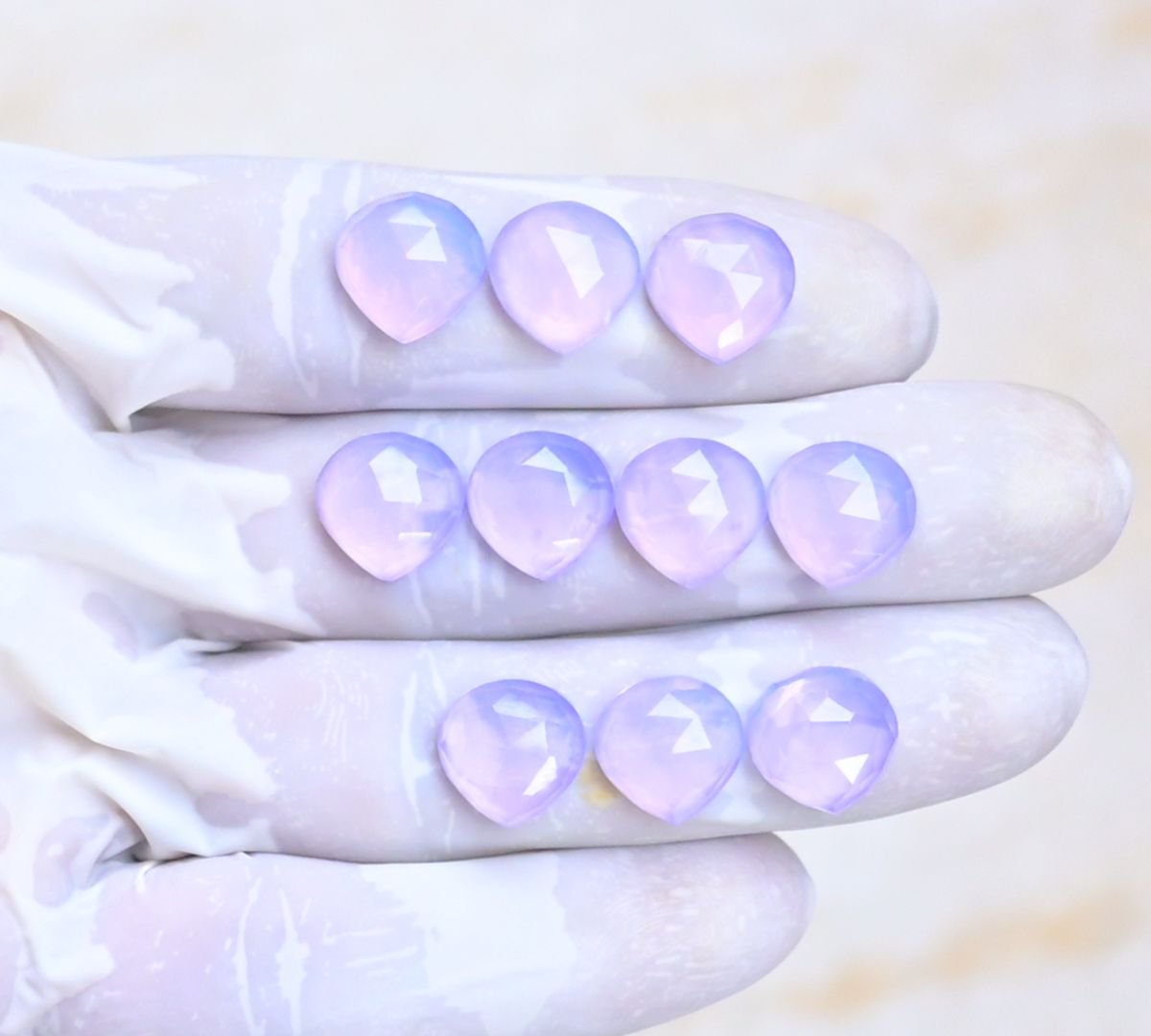 Natural Lavender Quartz Gemstone Rose Cut Heart Shape Cabochon High Quality Loose Gemstones For Jewelry Making 12 MM Size 10 Pcs V4026