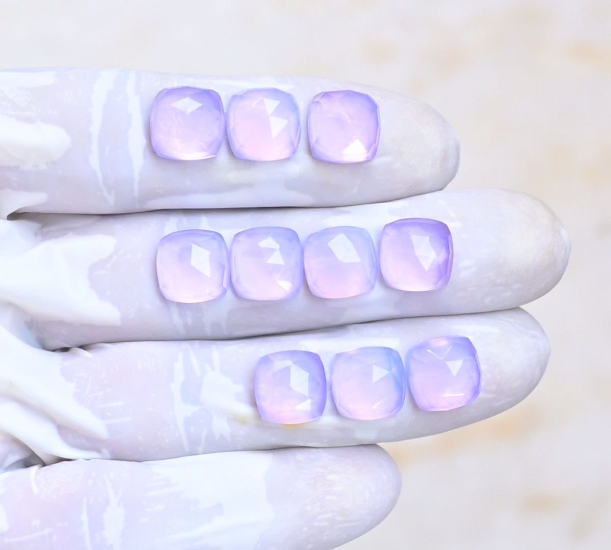 Natural Lavender Quartz Gemstone Rose Cut Cushion Shape Cabochon High Quality Loose Gemstones For Jewelry Making 10 MM Size 10 Pcs V4028