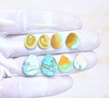 Natural Tibetan Turquoise Gemstone Smooth Mix Shape Cabochon High Quality Loose Gemstones For Jewelry Making 12-17 MM Size 4 Pair V4029