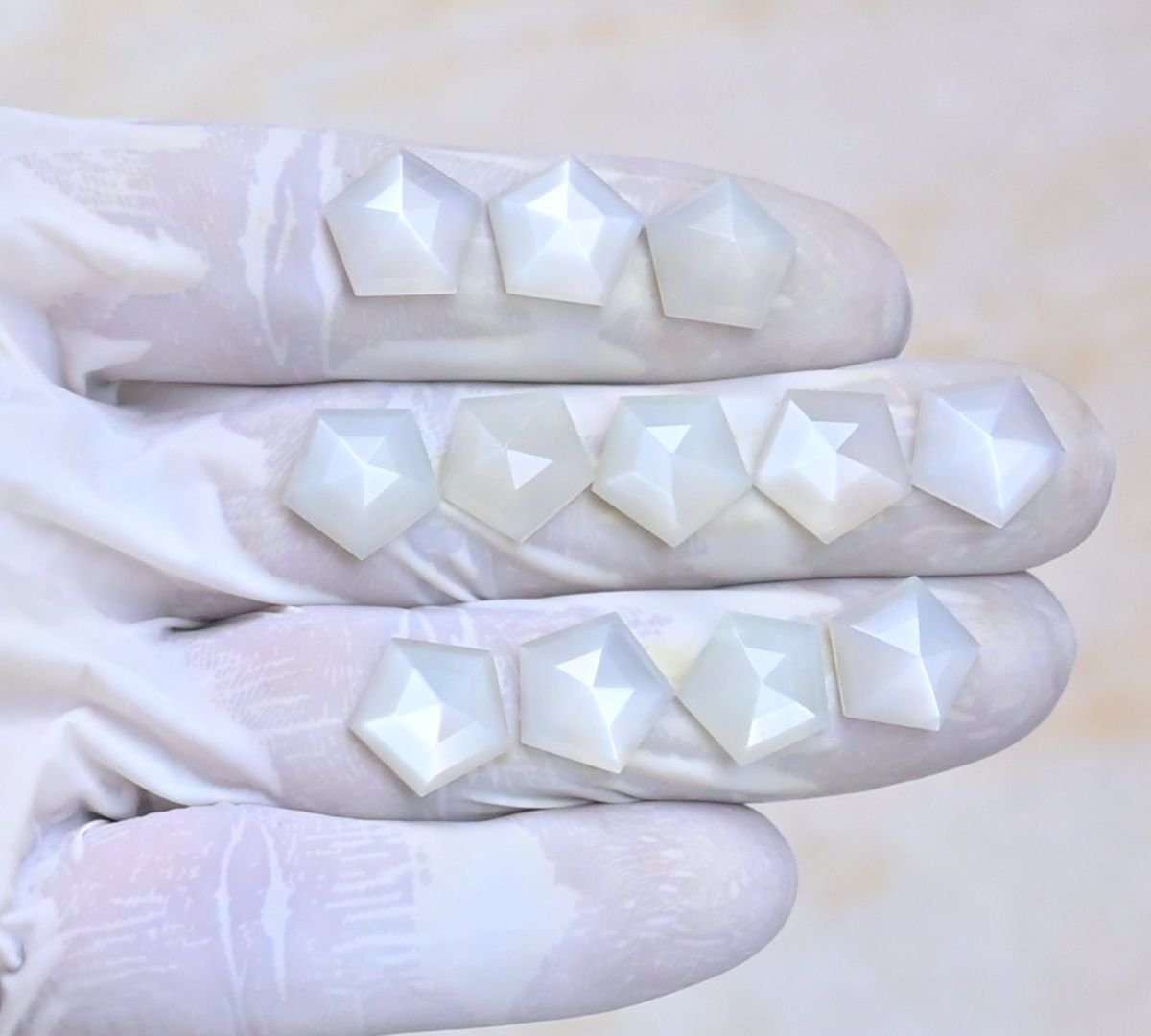 Natural White Moonstone Gemstone Step Cut Hexagon Shape Cabochon High Quality Loose Gemstones For Jewelry Making 12 MM Size 12 Pcs V4035