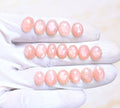 Natural Peach Moonstone Gemstone Rose Cut Oval Shape Cabochon High Quality Loose Gemstones For Jewelry Making 10-12 MM Size 18 Pcs V4037