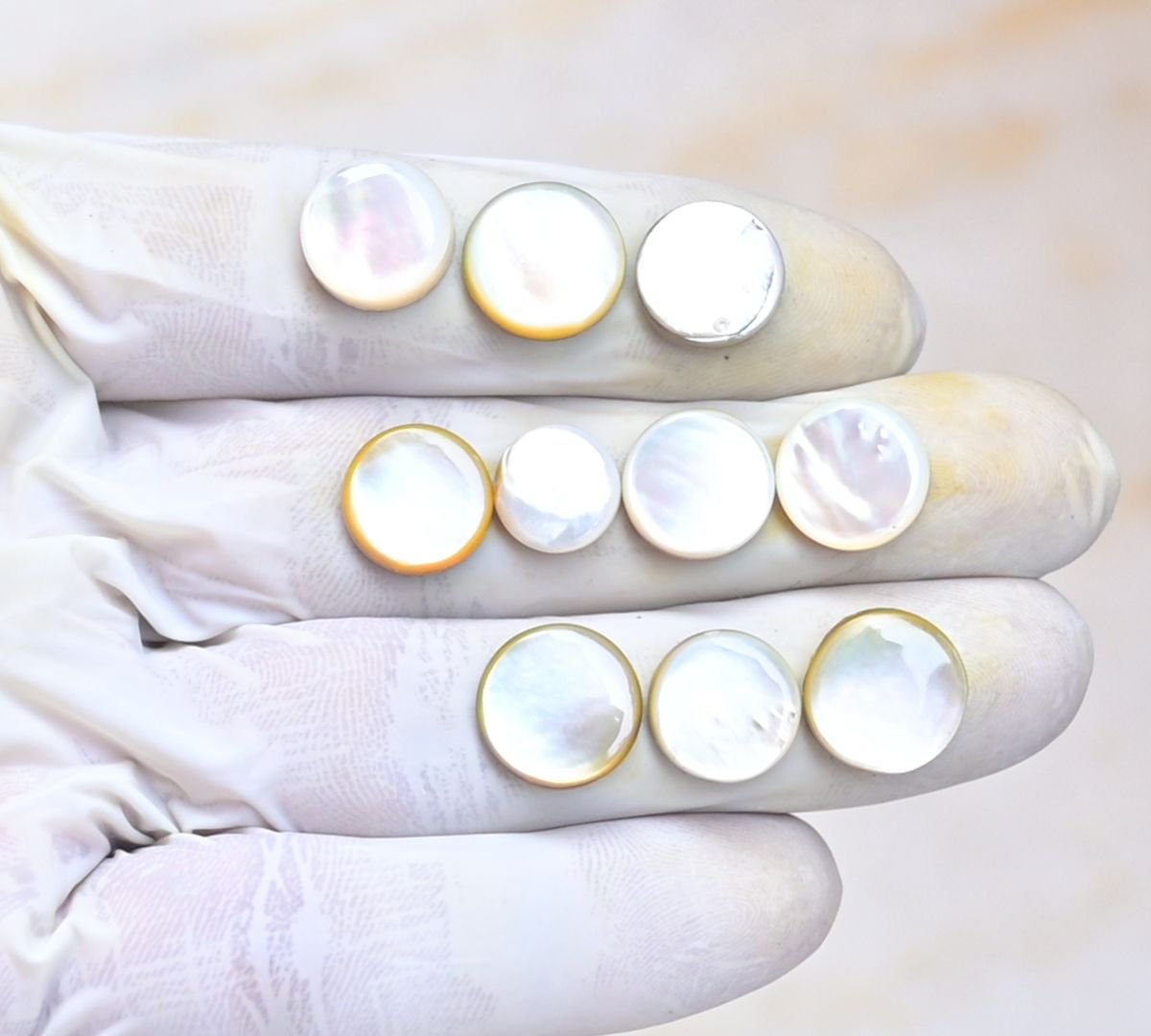 Natural Mother Of Pearl Gemstone Smooth Round Shape Cabochon High Quality Loose Gemstones For Jewelry Making 10-12 MM Size 10 Pcs V4042