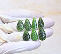 Natural Chrome Gemstone Hand Carved Leaf Shape Cabochon Shape High Quality Loose Gemstones For Jewelry Making 17-23 MM Size 7 Pcs V4046