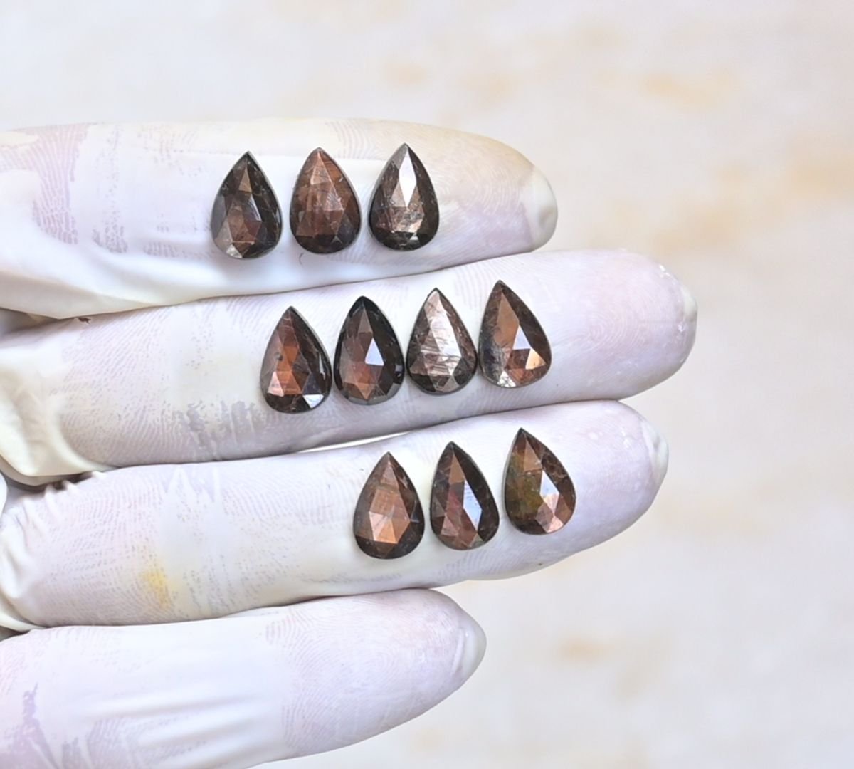 Natural Golden Sapphire Gemstone Rose Cut Pear Shape Cabochon Shape High Quality Loose Gemstones For Jewelry Making 12x8 MM Size 10 Pcs V4048