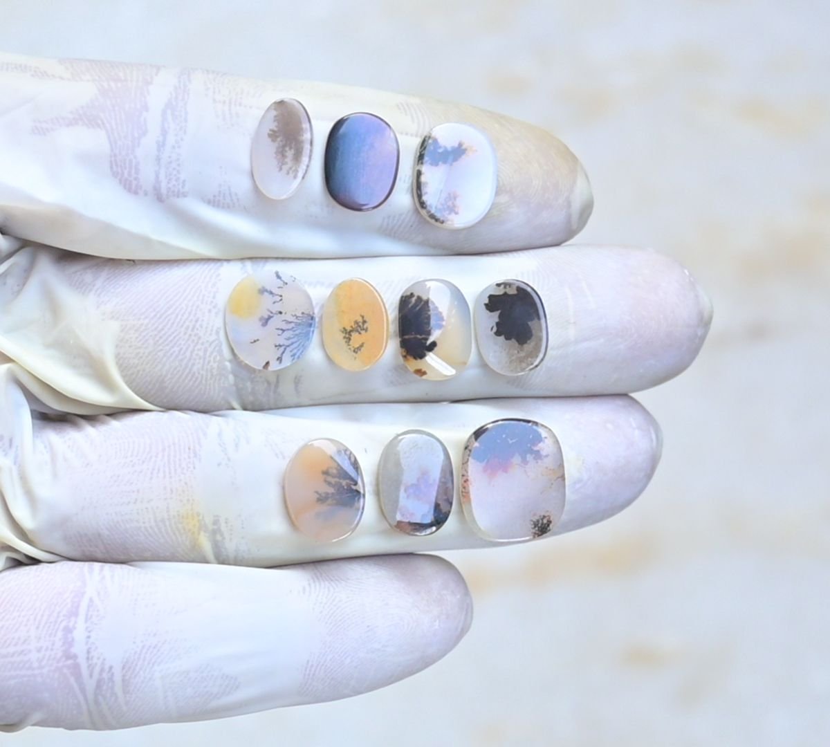 Natural Scenic Agate Gemstone Smooth Oval Shape Cabochon High Quality Loose Gemstones For Jewelry Making 11-15 MM Size 10 Pcs V4052